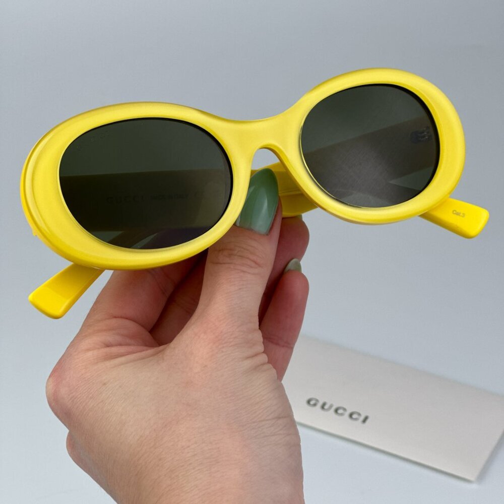 Gucci GG1587S 004 BRAND NEW Sunglasses Yellow Green Women Oval